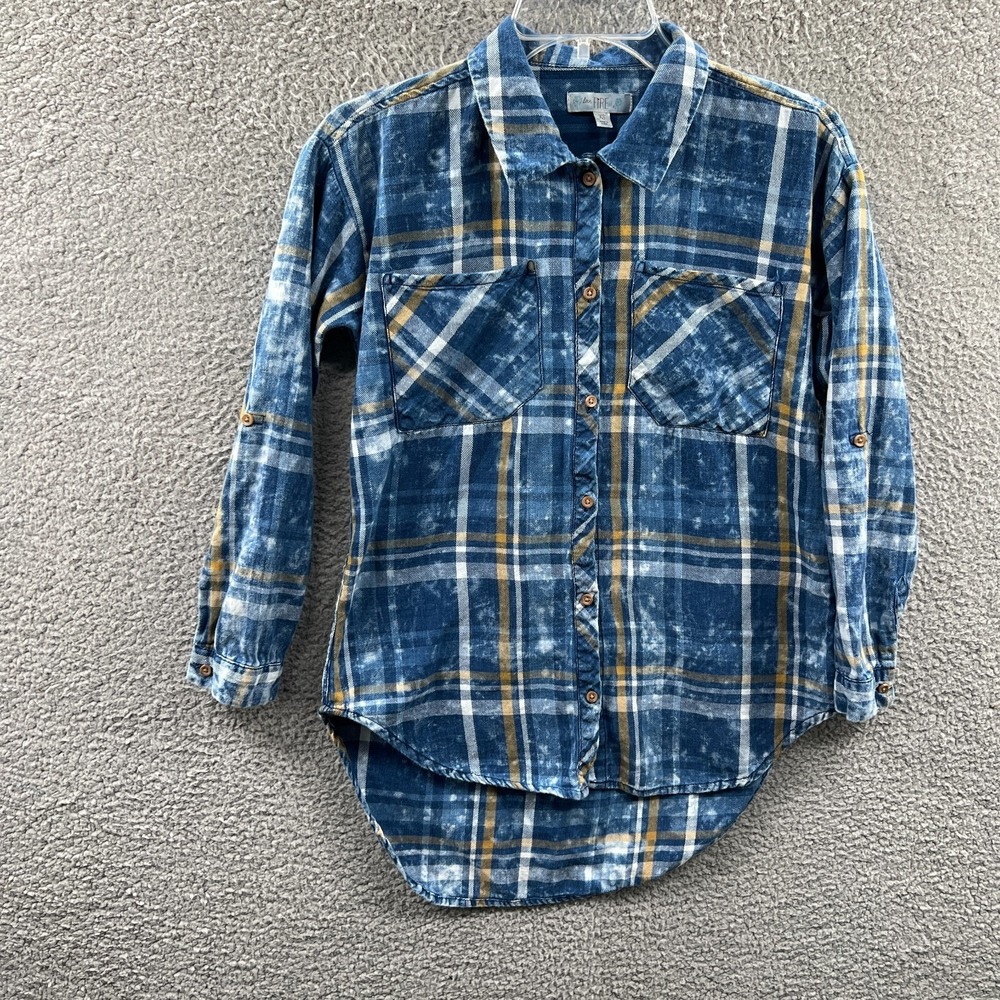 Women Buffalo Plaid Flannel Shirt XS Americana Heritage Casual Layering Cozy